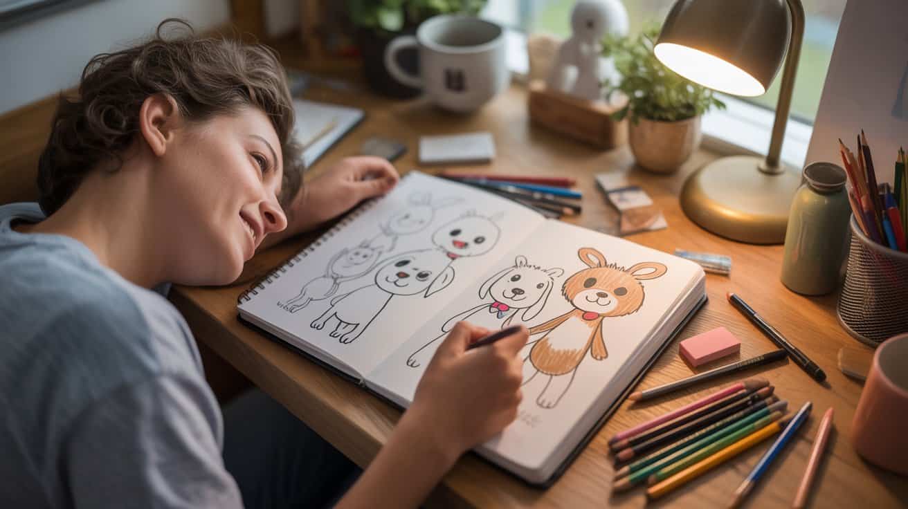 Schattige dieren tekenen – waarom eenvoud zo goed werkt