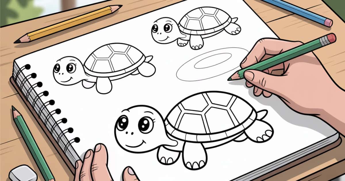 Leer een schildpad tekenen op een rustige manier