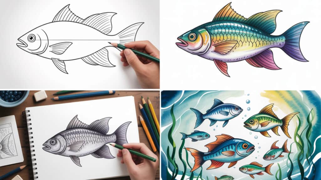 Vis tekenen eenvoudig