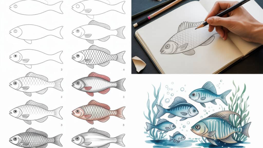 Vis tekenen eenvoudig