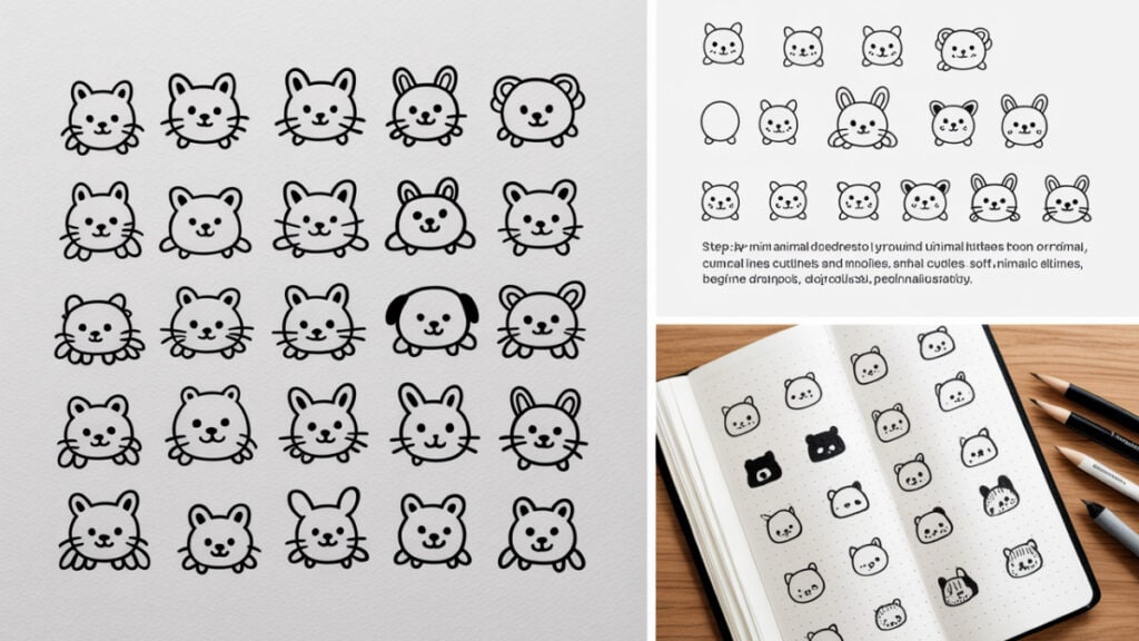 Mini dieren tekenen makkelijk