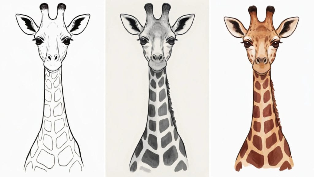 Giraffe tekenen zonder